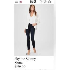 Paige Jeans Womens 25 Mona Blue Skyline Skinny Denim Mid Rise Cotton‎